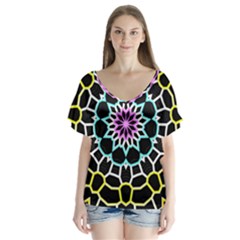 Colored Window Mandala Flutter Sleeve Top by designworld65