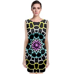 Colored Window Mandala Sleeveless Velvet Midi Dress by designworld65