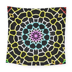 Colored Window Mandala Square Tapestry (large)