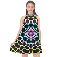 Colored Window Mandala Halter Neckline Chiffon Dress  by designworld65