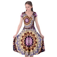 Dreamy Mandala Cap Sleeve Wrap Front Dress