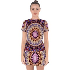 Dreamy Mandala Drop Hem Mini Chiffon Dress