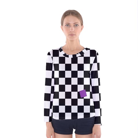 Dropout Purple Check Women s Long Sleeve Tee by designworld65