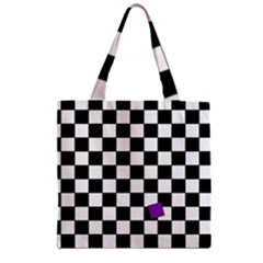 Dropout Purple Check Zipper Grocery Tote Bag by designworld65