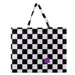 Dropout Purple Check Zipper Large Tote Bag by designworld65