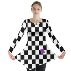 Dropout Purple Check Long Sleeve Tunic  by designworld65