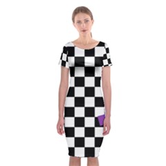 Dropout Purple Check Classic Short Sleeve Midi Dress by designworld65