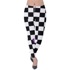 Dropout Purple Check Velvet Leggings