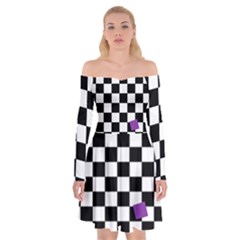 Dropout Purple Check Off Shoulder Skater Dress by designworld65