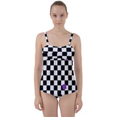 Dropout Purple Check Twist Front Tankini Set