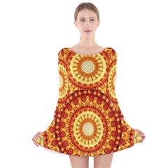 Powerful Love Mandala Long Sleeve Velvet Skater Dress by designworld65