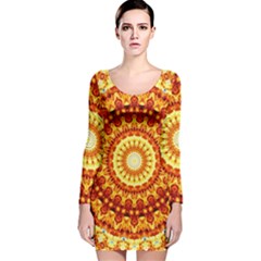 Powerful Love Mandala Long Sleeve Velvet Bodycon Dress