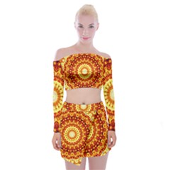 Powerful Love Mandala Off Shoulder Top With Skirt Set by designworld65