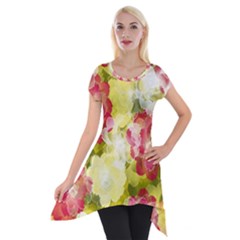 Flower Power Short Sleeve Side Drop Tunic