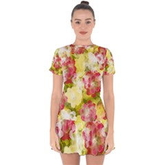 Flower Power Drop Hem Mini Chiffon Dress