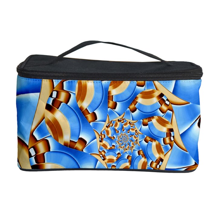 Gold Blue Bubbles Spiral Cosmetic Storage Case