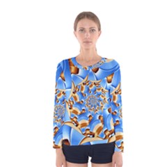 Gold Blue Bubbles Spiral Women s Long Sleeve Tee