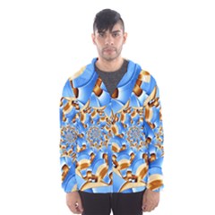 Gold Blue Bubbles Spiral Hooded Wind Breaker (men) by designworld65