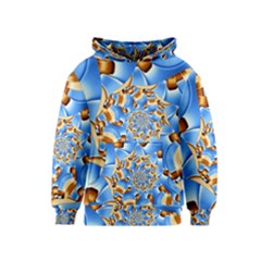 Gold Blue Bubbles Spiral Kids  Pullover Hoodie