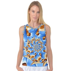 Gold Blue Bubbles Spiral Women s Basketball Tank Top by designworld65