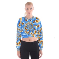 Gold Blue Bubbles Spiral Cropped Sweatshirt