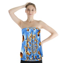 Gold Blue Bubbles Spiral Strapless Top by designworld65