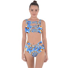 Gold Blue Bubbles Spiral Bandaged Up Bikini Set  by designworld65