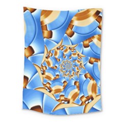 Gold Blue Bubbles Spiral Medium Tapestry