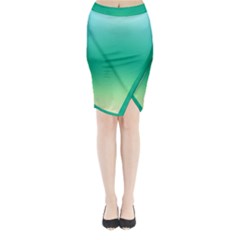 Sealife Green Gradient Midi Wrap Pencil Skirt