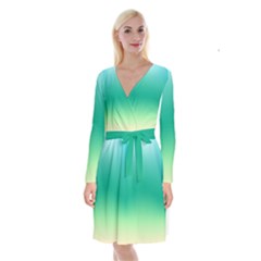 Sealife Green Gradient Long Sleeve Velvet Front Wrap Dress by designworld65