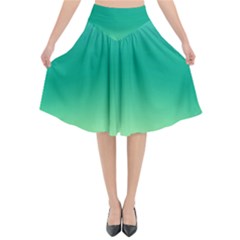 Sealife Green Gradient Flared Midi Skirt