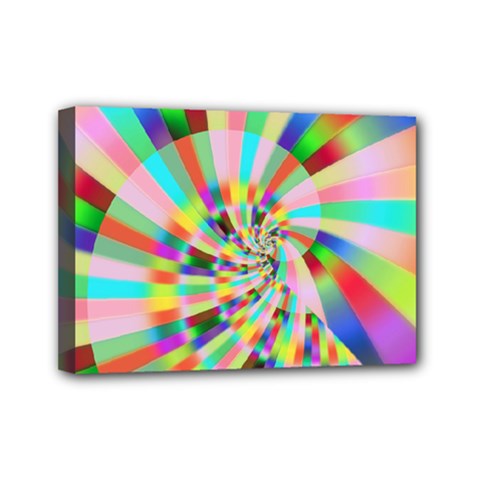 Irritation Funny Crazy Stripes Spiral Mini Canvas 7  X 5  by designworld65