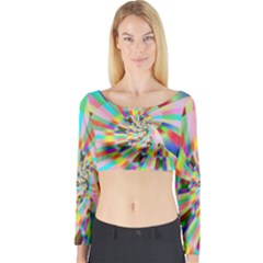 Irritation Funny Crazy Stripes Spiral Long Sleeve Crop Top by designworld65