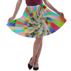 Irritation Funny Crazy Stripes Spiral A-line Skater Skirt by designworld65