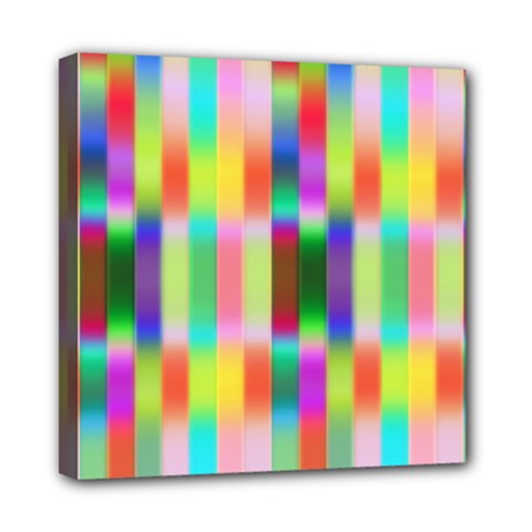 Multicolored Irritation Stripes Mini Canvas 8  X 8  by designworld65