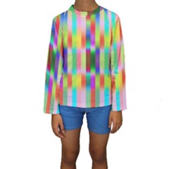 Multicolored Irritation Stripes Kids  Long Sleeve Swimwear by designworld65