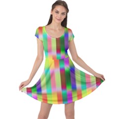 Multicolored Irritation Stripes Cap Sleeve Dress by designworld65