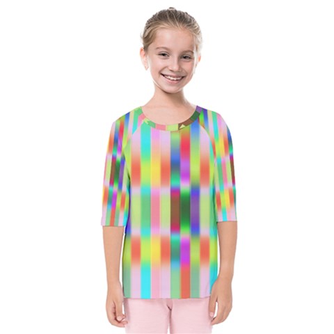 Multicolored Irritation Stripes Kids  Quarter Sleeve Raglan Tee by designworld65