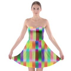 Multicolored Irritation Stripes Strapless Bra Top Dress by designworld65