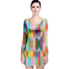 Multicolored Irritation Stripes Long Sleeve Velvet Bodycon Dress