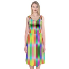 Multicolored Irritation Stripes Midi Sleeveless Dress by designworld65