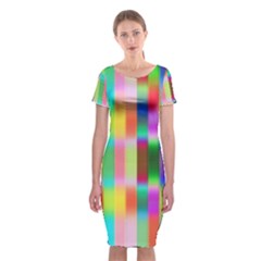 Multicolored Irritation Stripes Classic Short Sleeve Midi Dress by designworld65