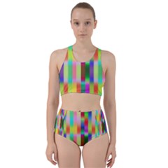 Multicolored Irritation Stripes Bikini Swimsuit Spa Swimsuit 