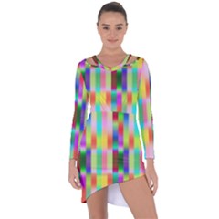 Multicolored Irritation Stripes Asymmetric Cut-out Shift Dress