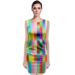 Multicolored Irritation Stripes Sleeveless Velvet Midi Dress by designworld65