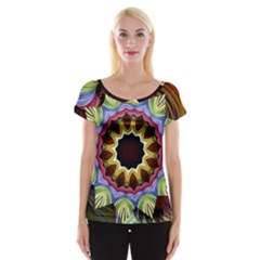 Love Energy Mandala Cap Sleeve Tops by designworld65