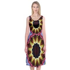 Love Energy Mandala Midi Sleeveless Dress by designworld65