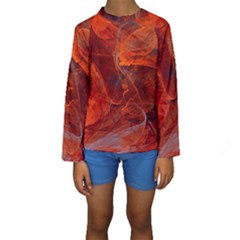 Swirly Love In Deep Red Kids  Long Sleeve Swimwear by designworld65