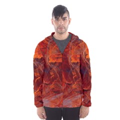 Swirly Love In Deep Red Hooded Wind Breaker (men)