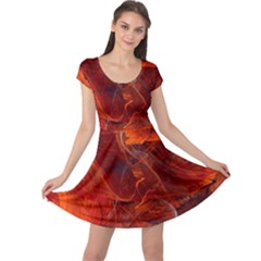 Swirly Love In Deep Red Cap Sleeve Dress by designworld65